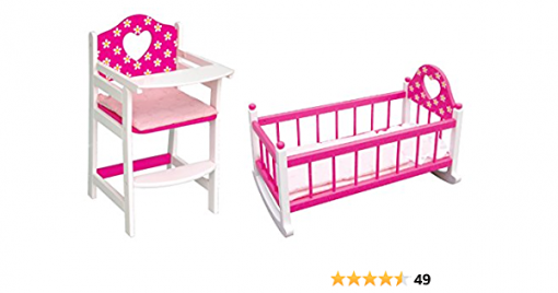 Wooden High Chair and Cradle Set