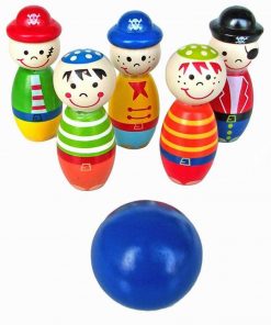 Colorful Mini Wood Cartoon Figure Bowling Set Skittle toys