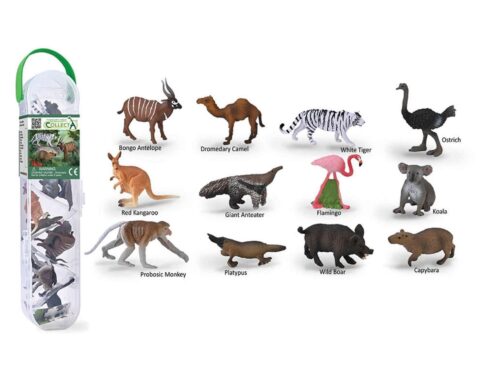 CollectA Box of Mini Wild Animals 3-12pcs Realistic Animal Figure Playset, Hand Finished Wildlife Models, Nature Playsets, Gifts for Toddlers & Kids